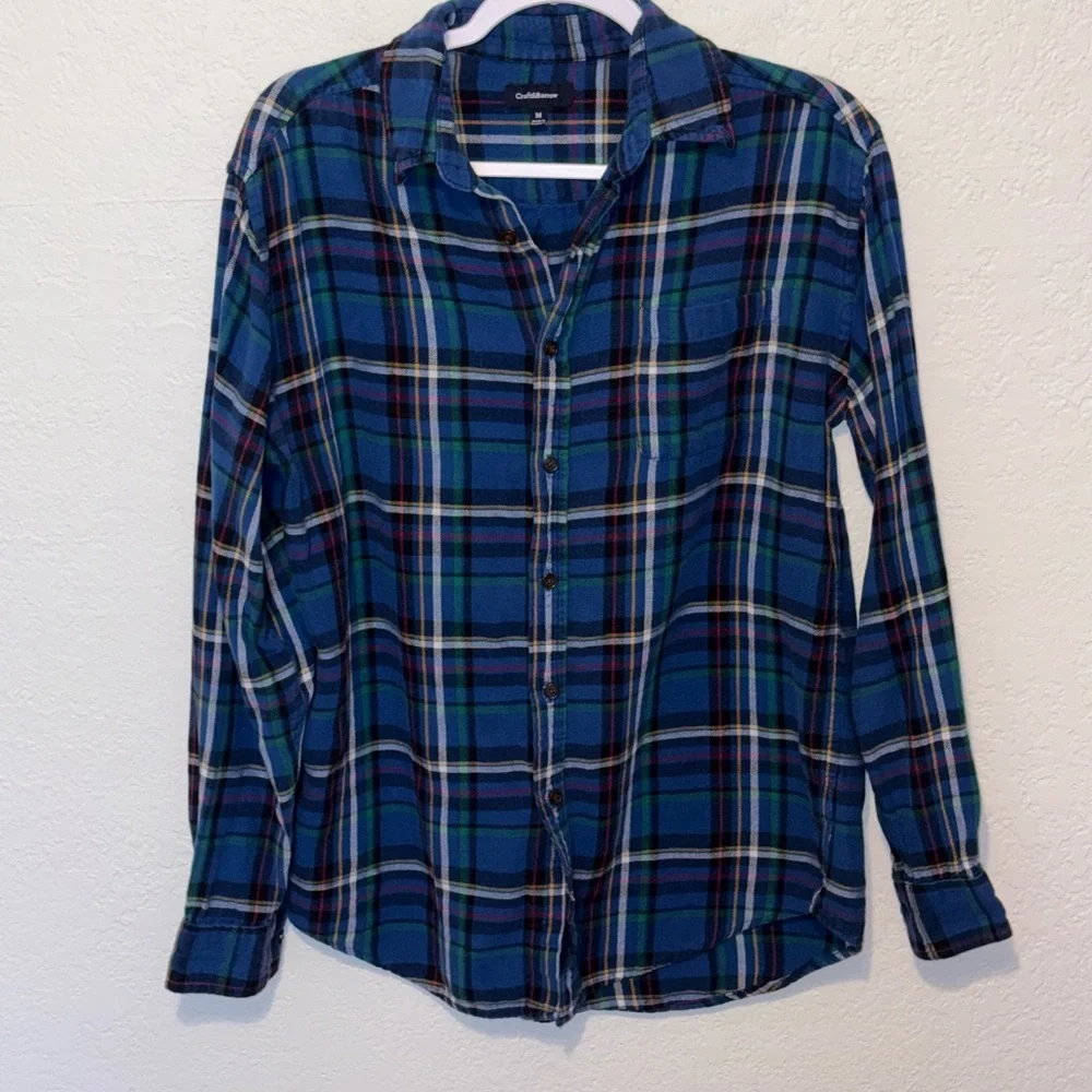 Croft & Barrow Blue Plaid Button Down Shirt Long Sleeve Size Medium Like New